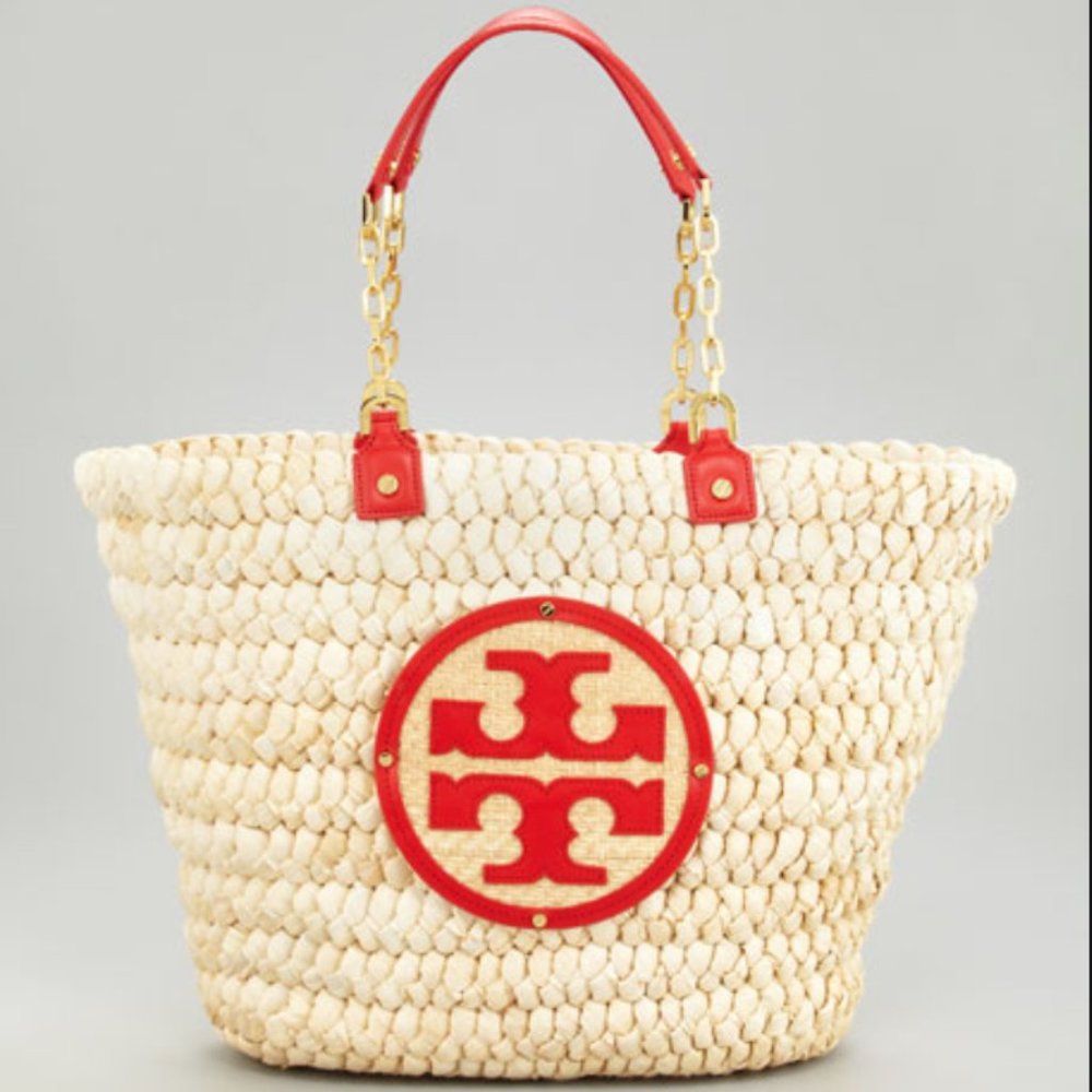 Tory Burch Audrey Bag Natural and Poppy Red
